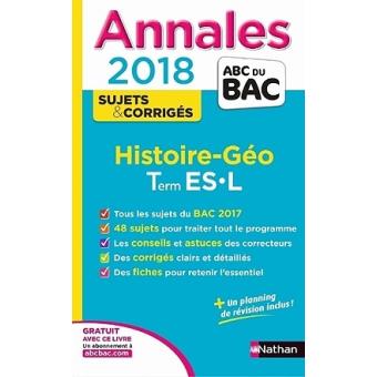 Annales Bac Histoire Géo Terminale ES-L - Corrigés - 2018 ...