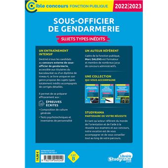 Sous-officier de gendarmerie – Sujets types inédits (Catégorie B – Concours 2022-2023)