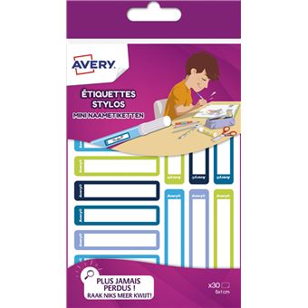 Bloc de 30 étiquettes pour stylo Avery Bleu et Vert - 1