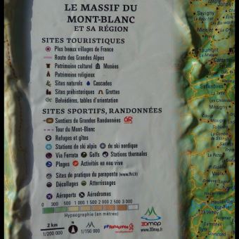 Carte en relief du Mont Blanc et sa région