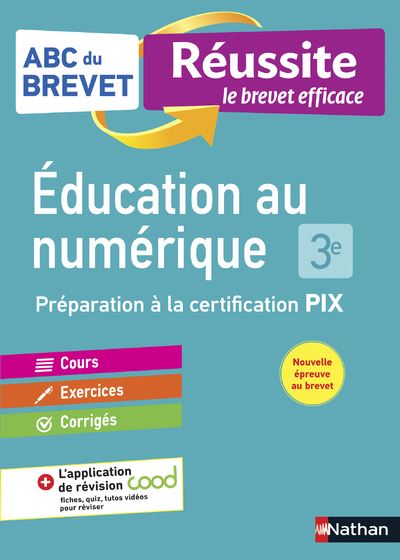 Couverture de Education au numérique 3e : Préparation à la certification PIX