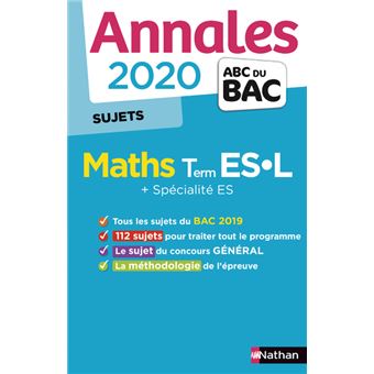 Annales Bac 2020 Maths Term ES-L - NC