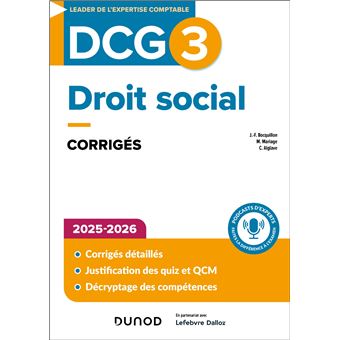 DCG 3 - Droit social - Corrigés 2025-2026