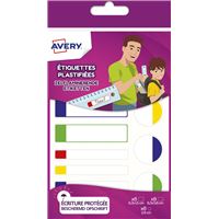 Bloc de 24 étiquettes plastifiées Avery en 3 formats Modèle aléatoire