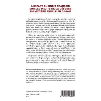 L'impact du droit français sur les droits de la défense en matière pénale au Gabon