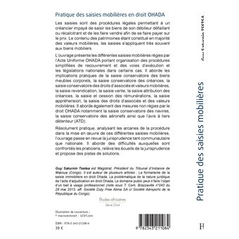 Pratique des saisies mobilières en droit OHADA