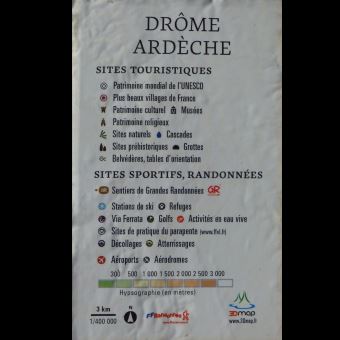 Carte en relief de la Drôme-Ardèche