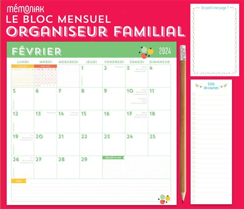 Le Bloc mensuel organiseur familial Mémoniak 2024, calendrier (sept. 2023 -  déc. 2024) - broché - Nesk - Achat Livre