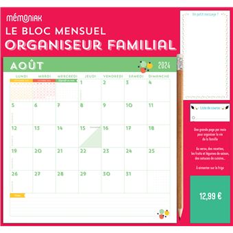 Organiseur Mémoniak Kifékoi, calendrier mensuel en colonnes (sept