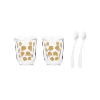 Set De 2 Verres A The Double Paroi Zak Designs Or Avec 2 Cuilleres Achat Prix Fnac