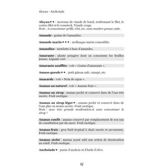 Dictionnaire alimentaire de la diarrhée