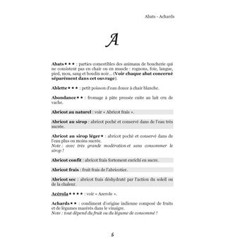 Dictionnaire alimentaire de la diarrhée