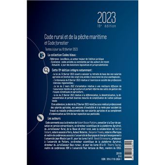Code rural et de la pêche maritime 2023