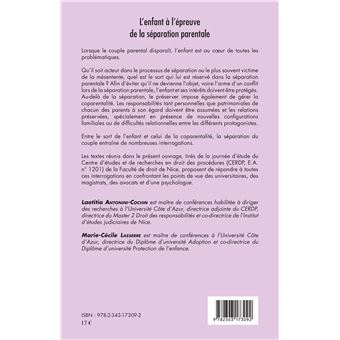 L'enfant à l'épreuve de la séparation parentale