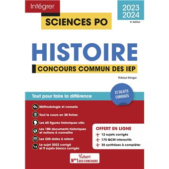 Sciences Po - Histoire - Concours commun des IEP 2023-2024