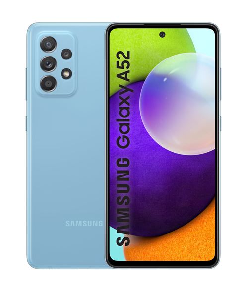 Samsung Galaxy A52 - 4G smartphone - double SIM - RAM 6 Go / Mémoire interne 128 Go - microSD slot - écran OEL - 6.5 - 2400 x 1080 pixels - 4x caméras arrière 64 MP, 12 MP, 5 MP, 5 MP - front camera 32 MP - bleu génial