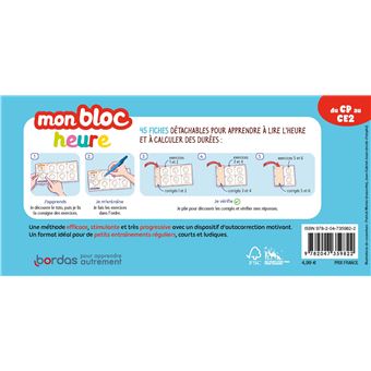 Mon bloc heure du CP au CE2 - Pour devenir imbattable en lecture de l'heure