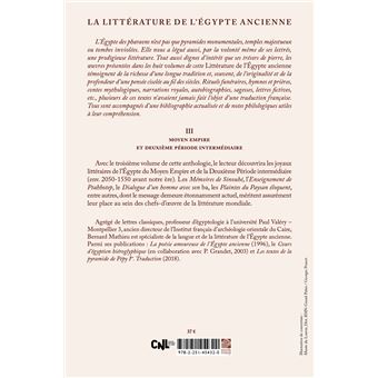 La Littérature de l'Égypte ancienne. Volume III