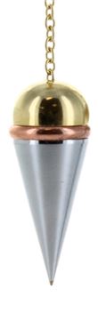 Pendule Conique Témoin Doré et Argenté avec Anneau Cuivre