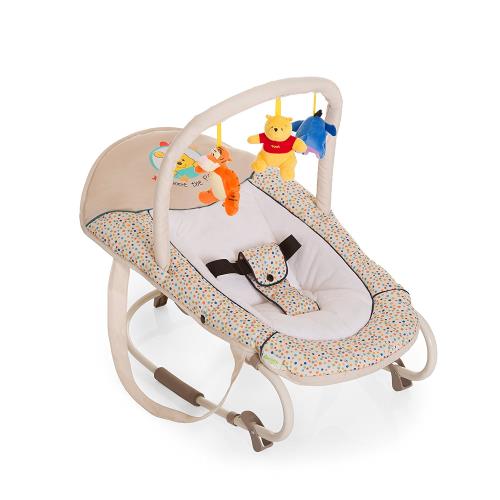 Transat bébé Bungee Deluxe - HAUCK - Winnie l'ourson - Avec arche jouet -  Musical - Beige