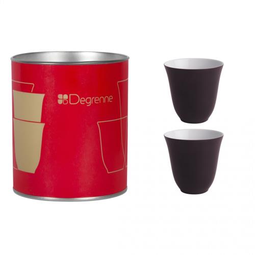 Coffret Guy Degrenne Illusions Rouge Baiser 2 Tasses à Moka 7 cl