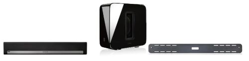 Barre de son sans fil Sonos Playbar + Caisson de basse sans fil Sub G1 Noir Ultra Brillant + Playbar Wall Mount
