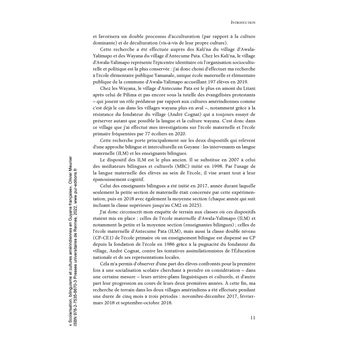 Scolarisation, bilinguisme et cultures amérindiennes en Guyane française