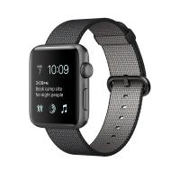 Apple Watch Series 2 42-inch satijnen grijze aluminium behuizing met zwarte geweven nylon riem