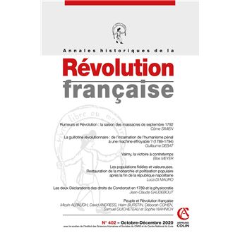 Annales historiques de la Révolution française Nº402 4/2020 Varia