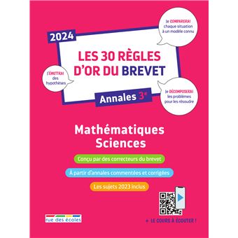 Les 30 règles d'or du Brevet 2024 - Mathématiques-Sciences