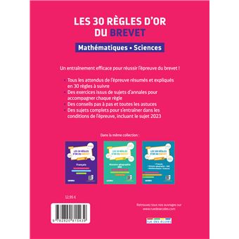 Les 30 règles d'or du Brevet 2024 - Mathématiques-Sciences