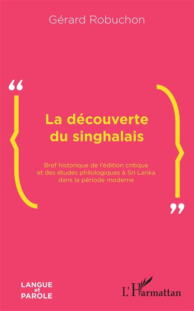 La decouverte du singhalais bref historique de l'edition cri