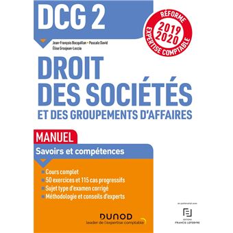 DCG 2 Droit des sociétés et des groupements d'affaires - Manuel - Réforme 19/20