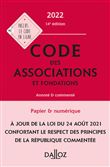 Code des associations et fondations 2022, annoté et commenté