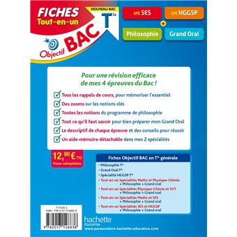 Objectif BAC Fiches  Tout-en-un Tle Spécialité SES - Histoire-Géo, géopolitique + Philo + Grand Oral