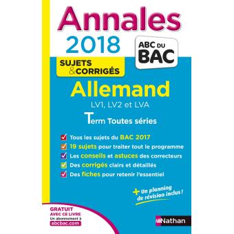 Annales Bac - Allemand toutes séries - corrigés - 2018 - 1