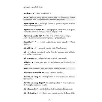 Dictionnaire alimentaire des reflux gastro-oesophagiens
