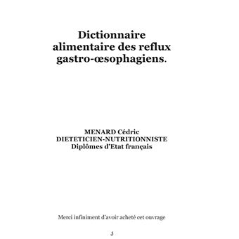 Dictionnaire alimentaire des reflux gastro-oesophagiens