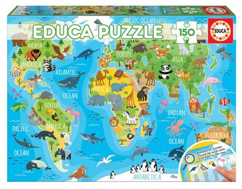 Educa - carte du monde des animaux puzzle de 150 pièces