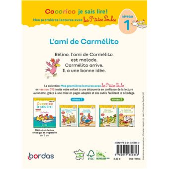 Cocorico Je sais lire ! premières lectures avec les P'tites Poules - L'ami de Carmélito version DYS