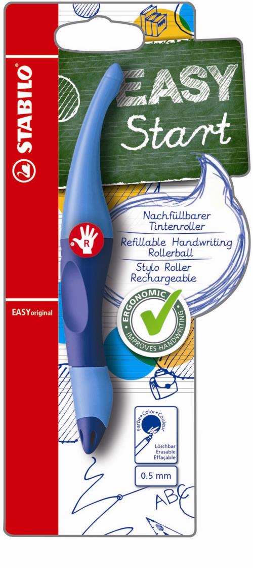 Stabilo easy start original roller b/rechts (blauw)+1refil
