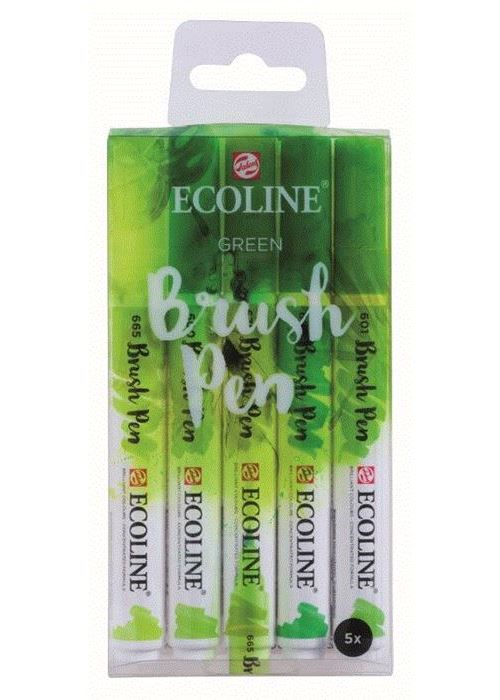 Ecoline brushpen set 5 Green Aquarelmarker
