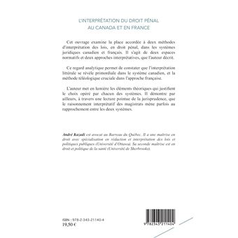 L'interprétation du droit pénal au Canada et en France