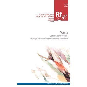 Revue française de socio-économie numéro 22 Varia