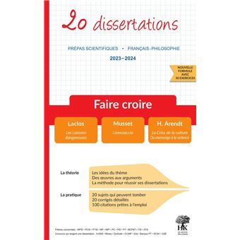 20 dissertations de français sur le thème 2023-2024 « Faire croire » en prépa scientifique