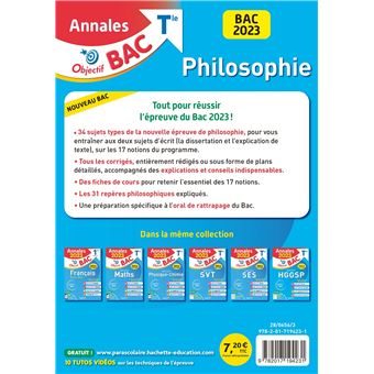 Annales Objectif BAC 2023 - Philosophie