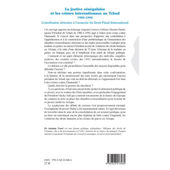 La justice sénégalaise et les crimes internationaux au Tchad 1982-1990