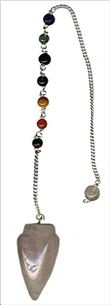 PENDULE 7 CHAKRAS TOUPIE QUARTZ ROSE
