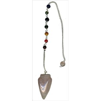 PENDULE 7 CHAKRAS TOUPIE QUARTZ ROSE