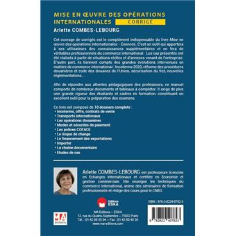 Corrigé - Mise en oeuvre des opérations internationales